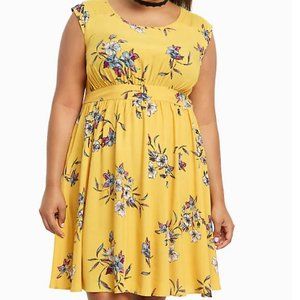 FLORAL PRINT CHALLIS OPEN BACK DRESS